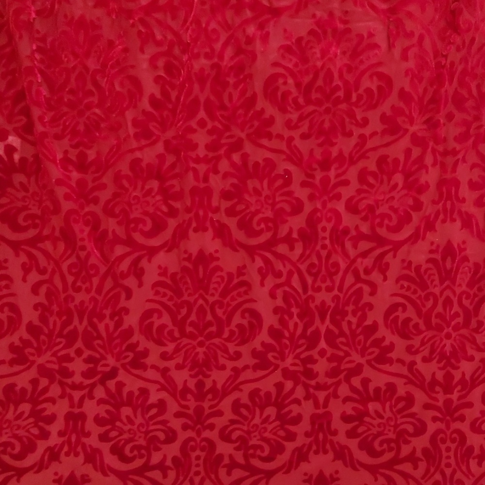 Cato Deep red long sleeve velvety burnout top side slits Size XS dressy formal - Picture 6 of 7